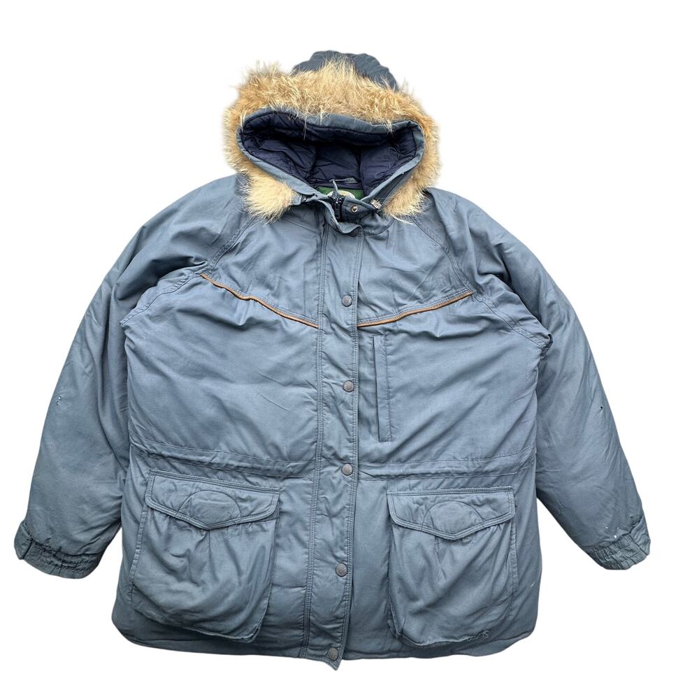 Vintage Cabelas Premier Northern Goose Down Parka Jacket Mens XXL Fur Trim Hood